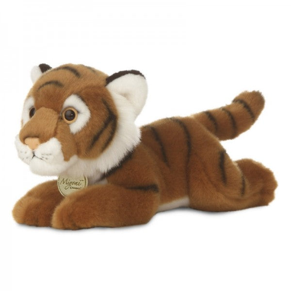Peluche tigre marron allongé Miyoni 20 cm