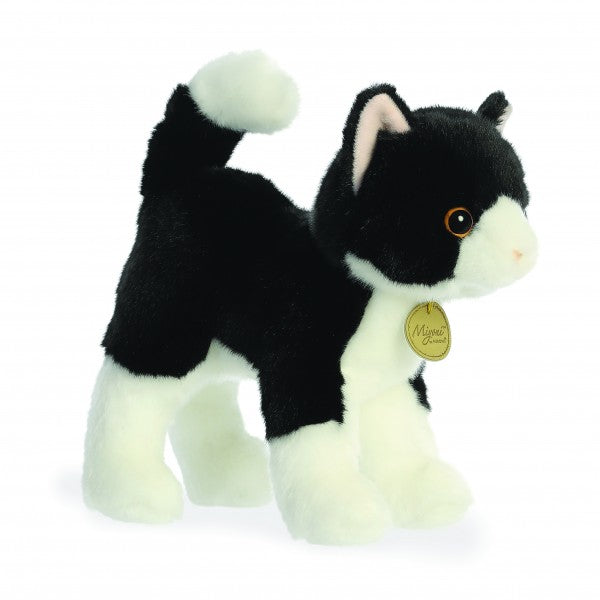 Peluche chat noir et blanc debout 25 cm  -