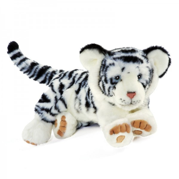 Peluche tigre blanc couché 35 cm