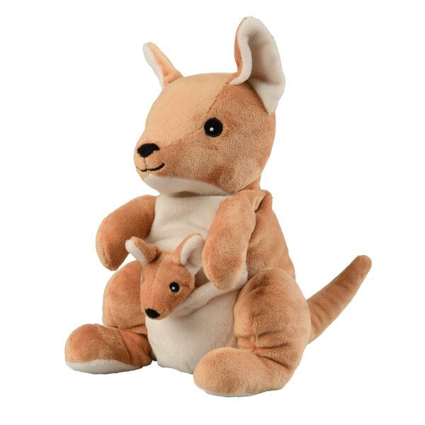 Peluche bouillotte kangourou avec son bébé 30 cm