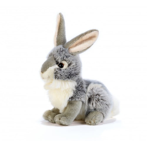 HERMANN® Teddy Peluche lapin gris/blanc, 28 cm