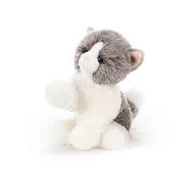 Peluche Chat assis gris et blanc 19 cm - Authentic Peluches