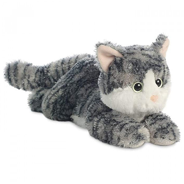 Peluche Chat assis gris et blanc 19 cm - Authentic Peluches