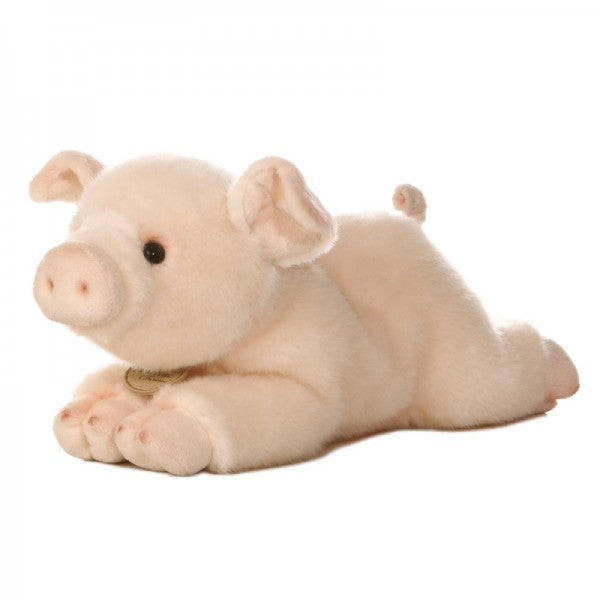 Peluche cochon allongé Miyoni 28 cm