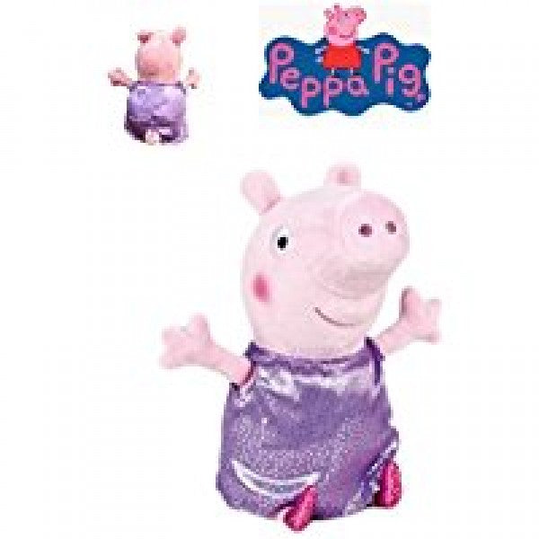 Peluche Peppa Pig robe parme argentée 27 cm